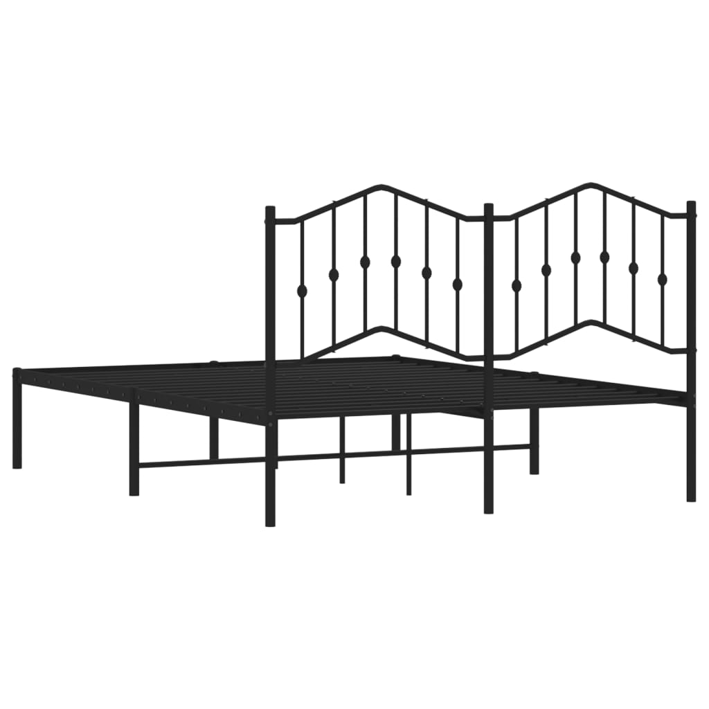 Sengeramme i metall med sengegavl svart 140x200 cm