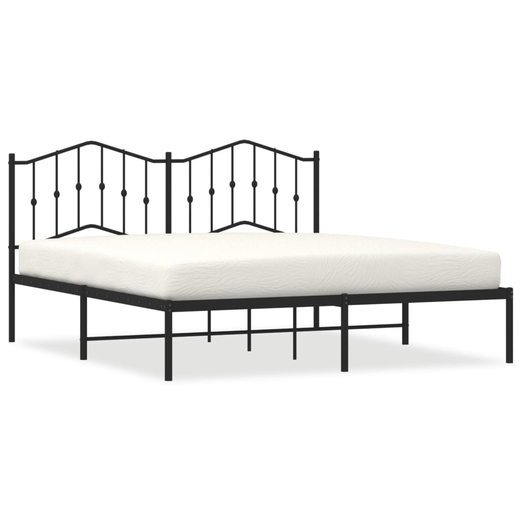 Sengeramme i metall med sengegavl svart 183x213 cm