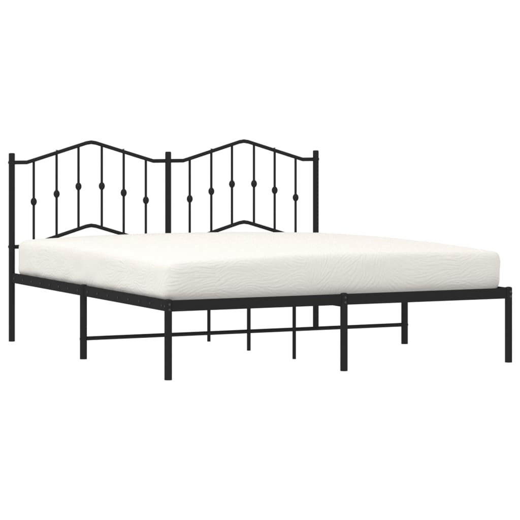 Sengeramme i metall med sengegavl svart 183x213 cm