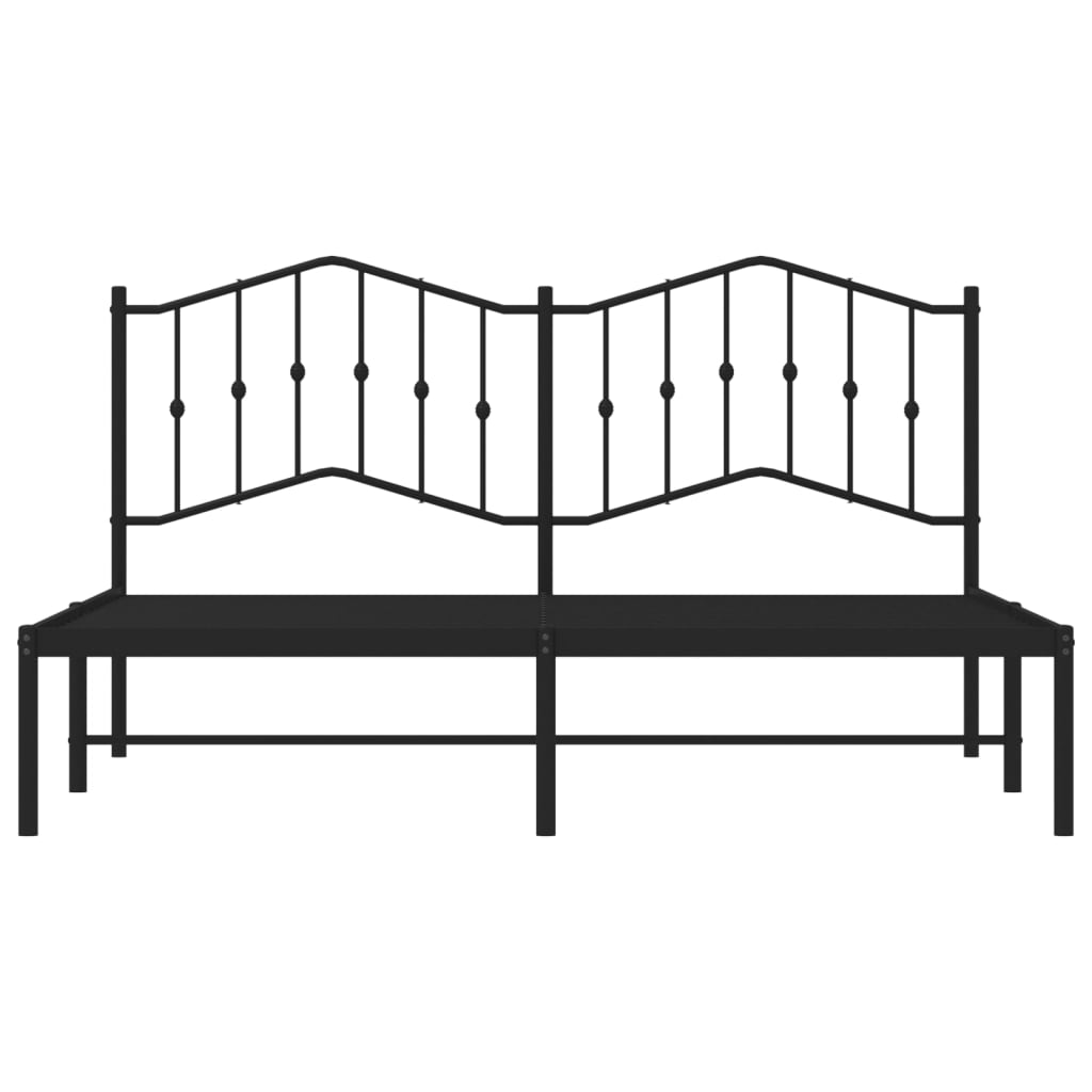 Sengeramme i metall med sengegavl svart 183x213 cm