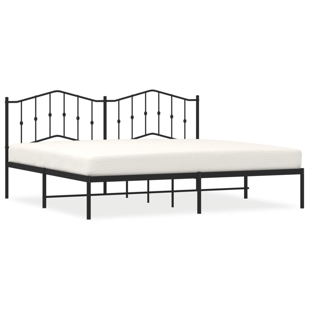 Sengeramme i metall med sengegavl svart 193x203 cm