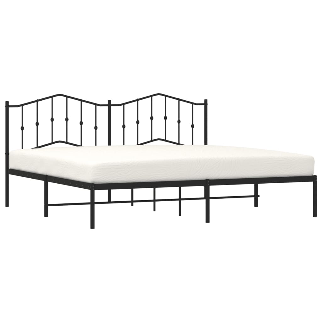Sengeramme i metall med sengegavl svart 193x203 cm