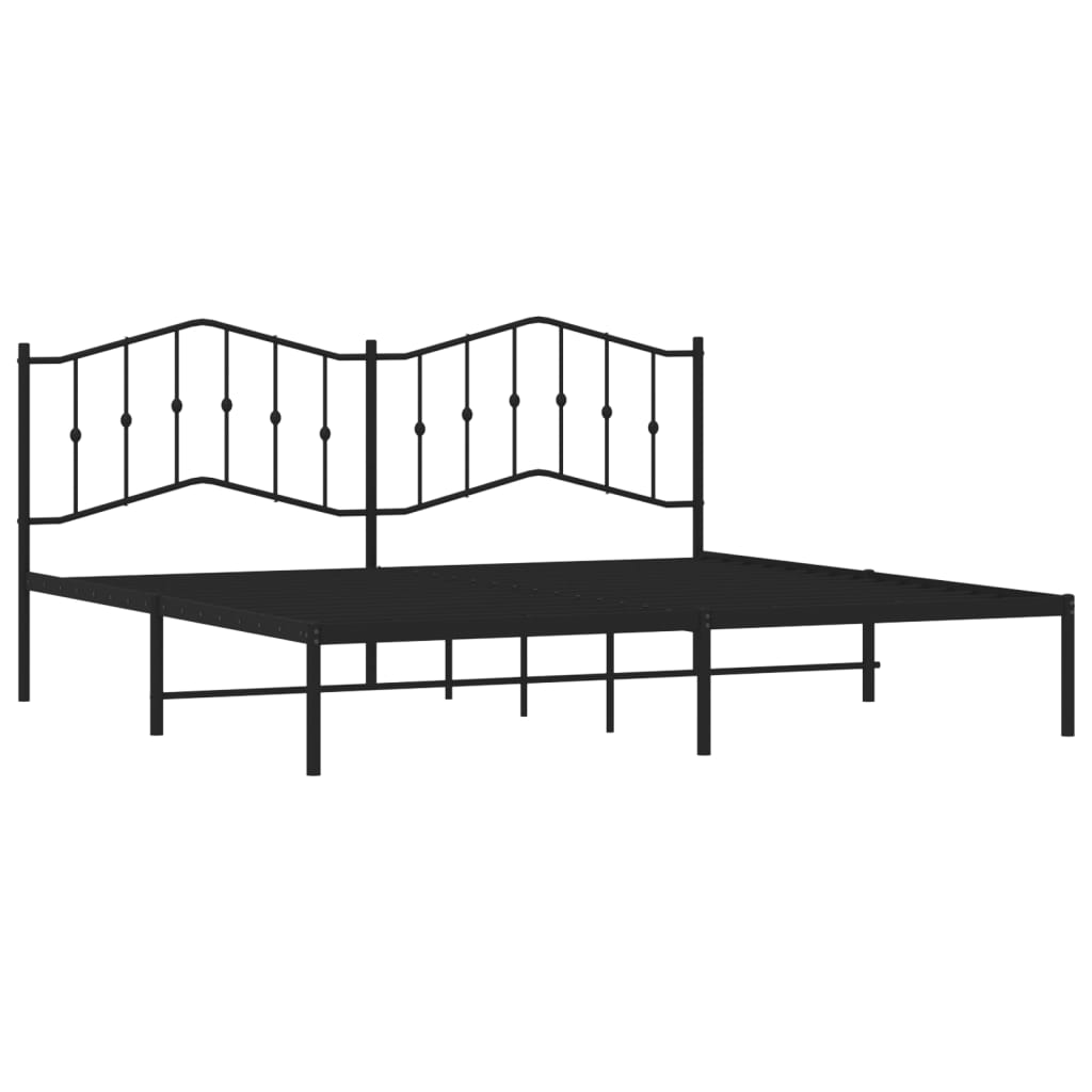 Sengeramme i metall med sengegavl svart 193x203 cm