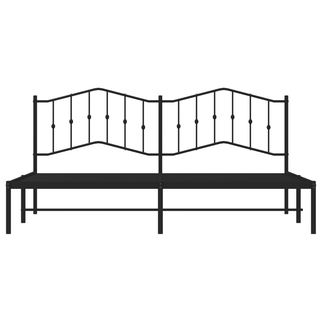 Sengeramme i metall med sengegavl svart 193x203 cm