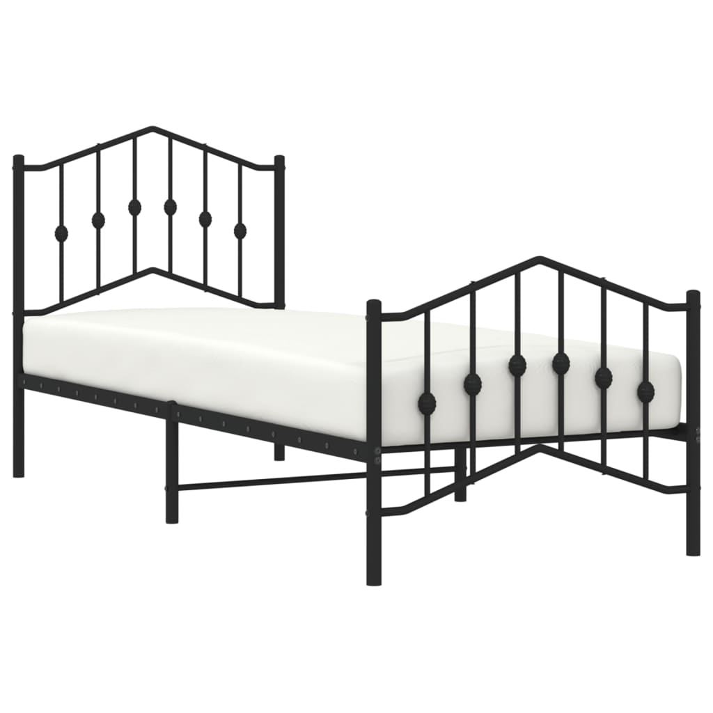 Sengeramme i metall med hode- og fotgavl svart 80x200 cm