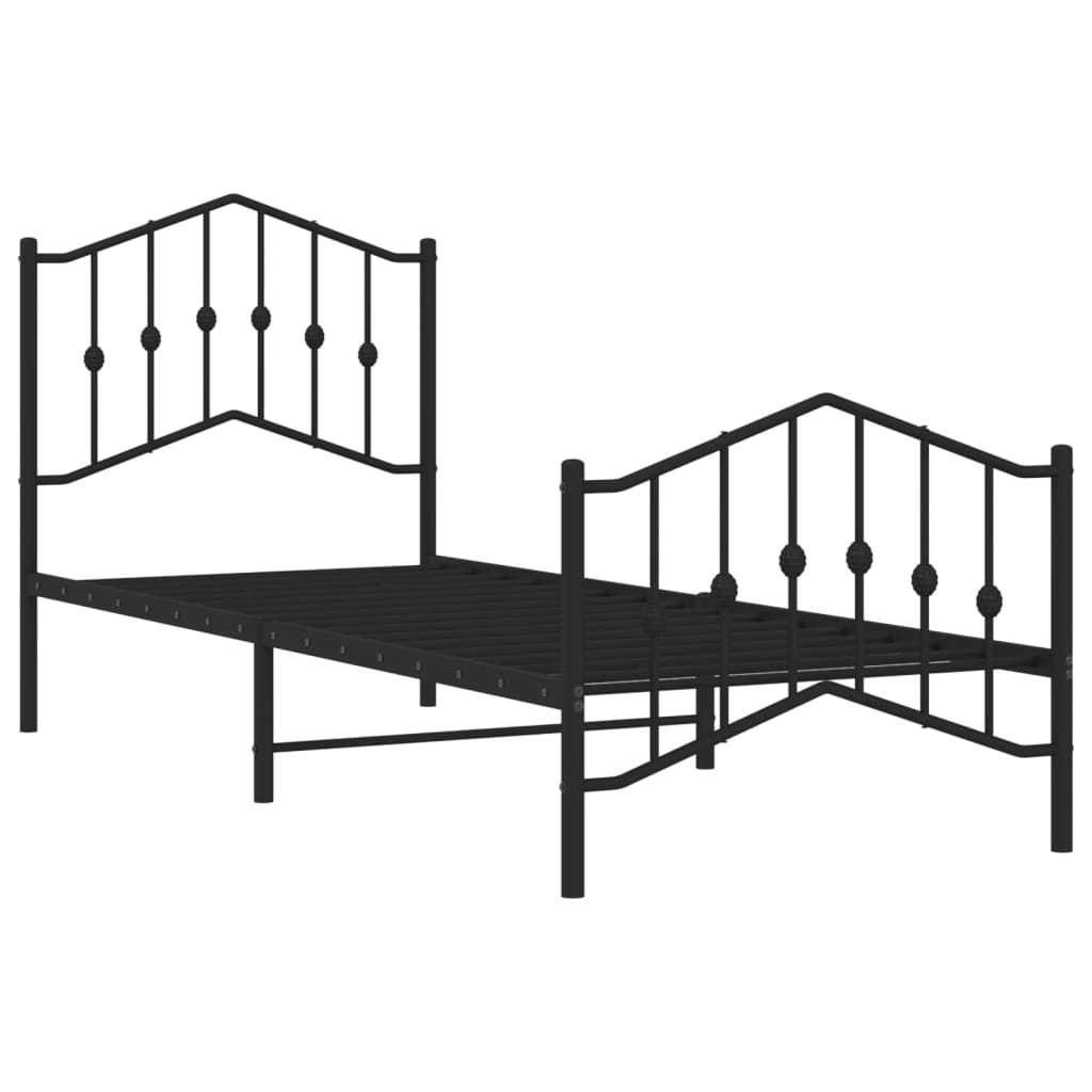 Sengeramme i metall med hode- og fotgavl svart 80x200 cm