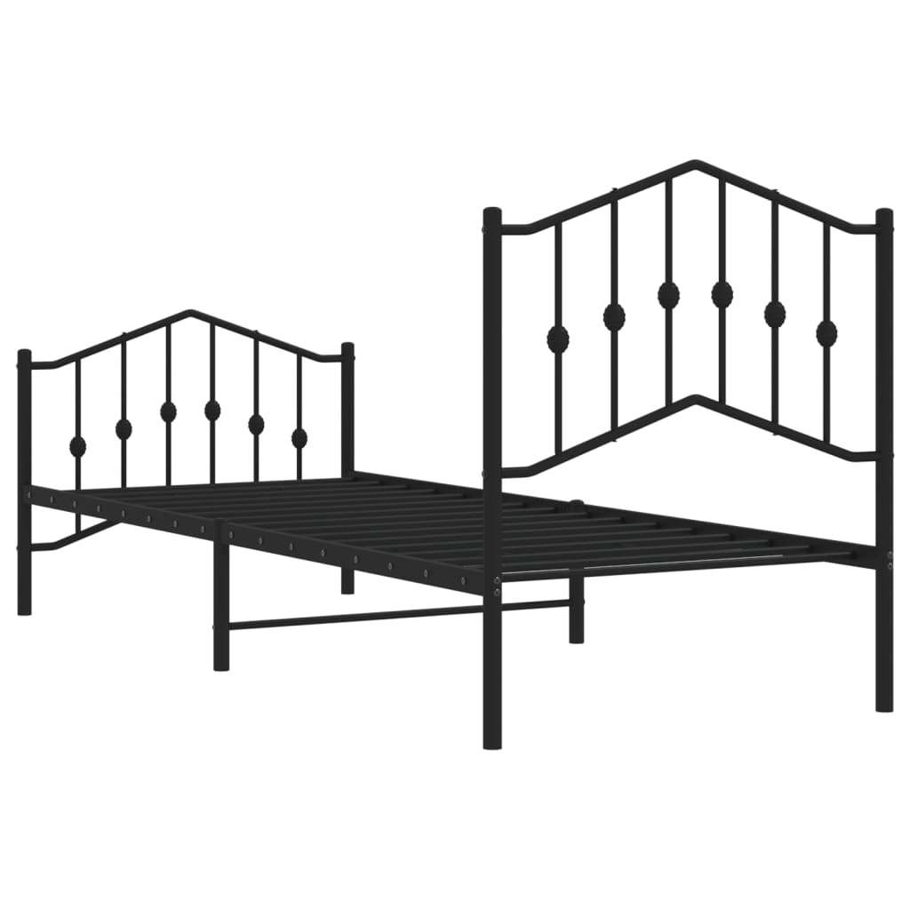 Sengeramme i metall med hode- og fotgavl svart 80x200 cm