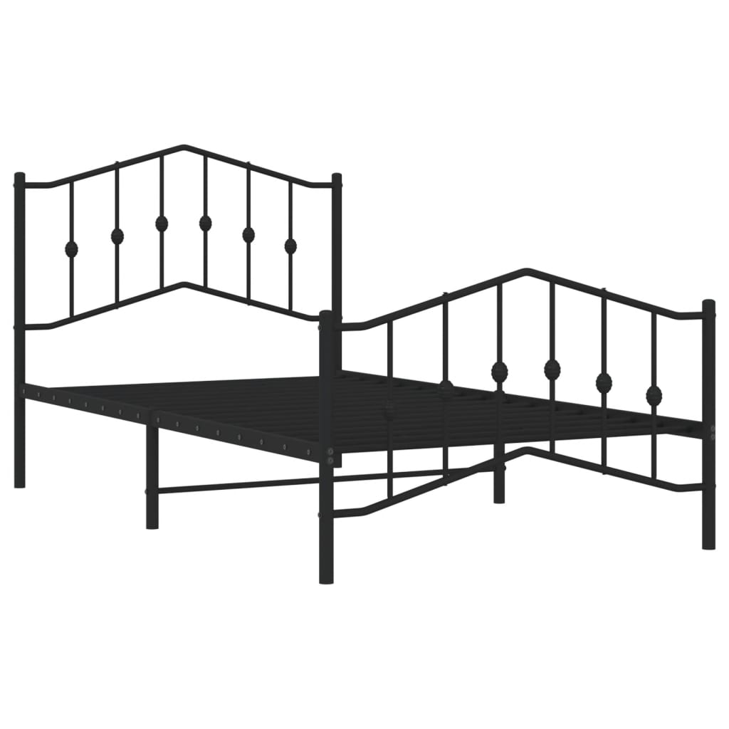 Sengeramme i metall med hode- og fotgavl svart 100x190 cm