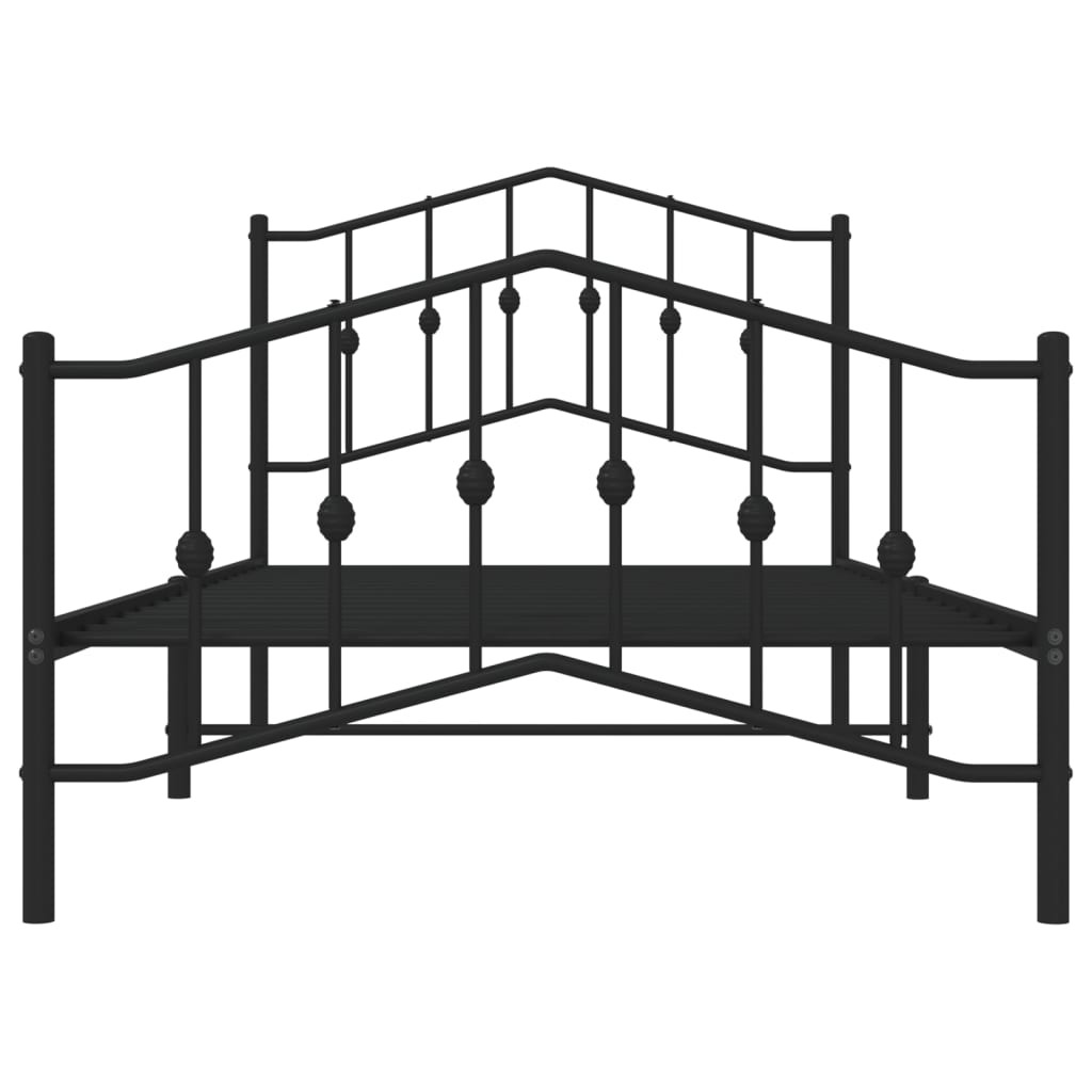 Sengeramme i metall med hode- og fotgavl svart 100x190 cm