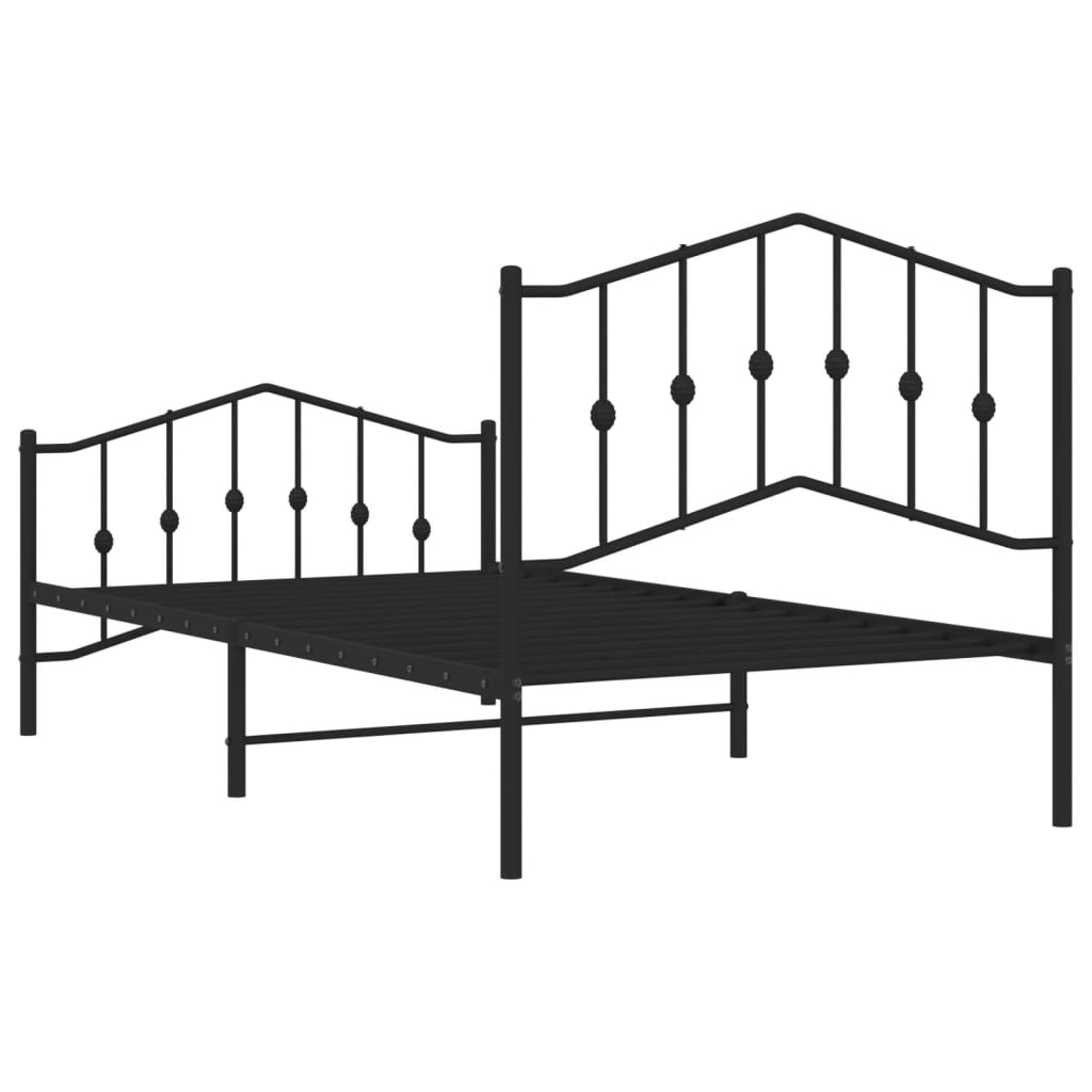 Sengeramme i metall med hode- og fotgavl svart 100x190 cm