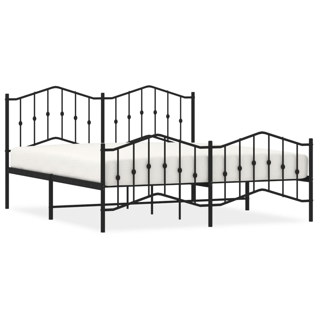 Sengeramme i metall med hode- og fotgavl svart 183x213 cm