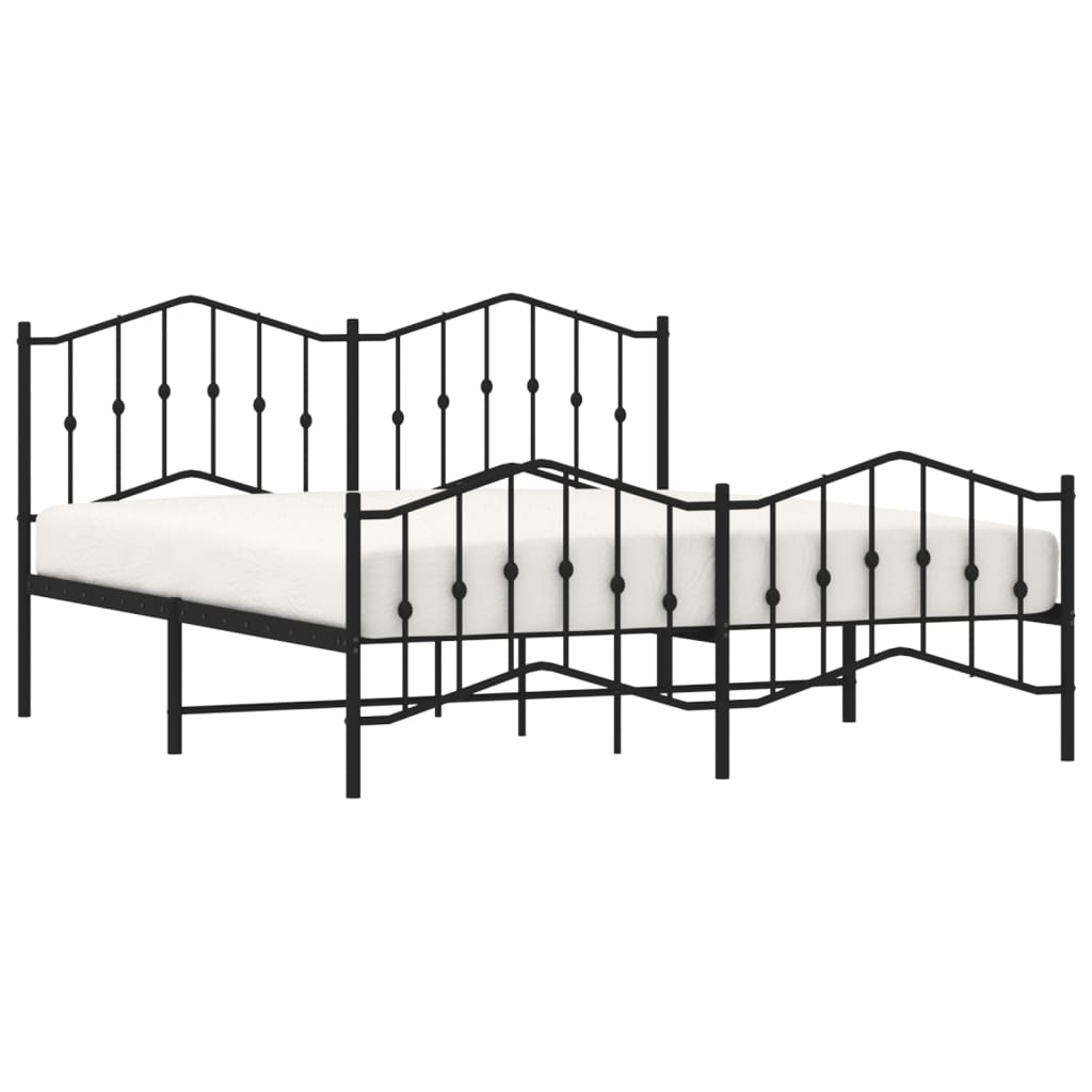Sengeramme i metall med hode- og fotgavl svart 183x213 cm