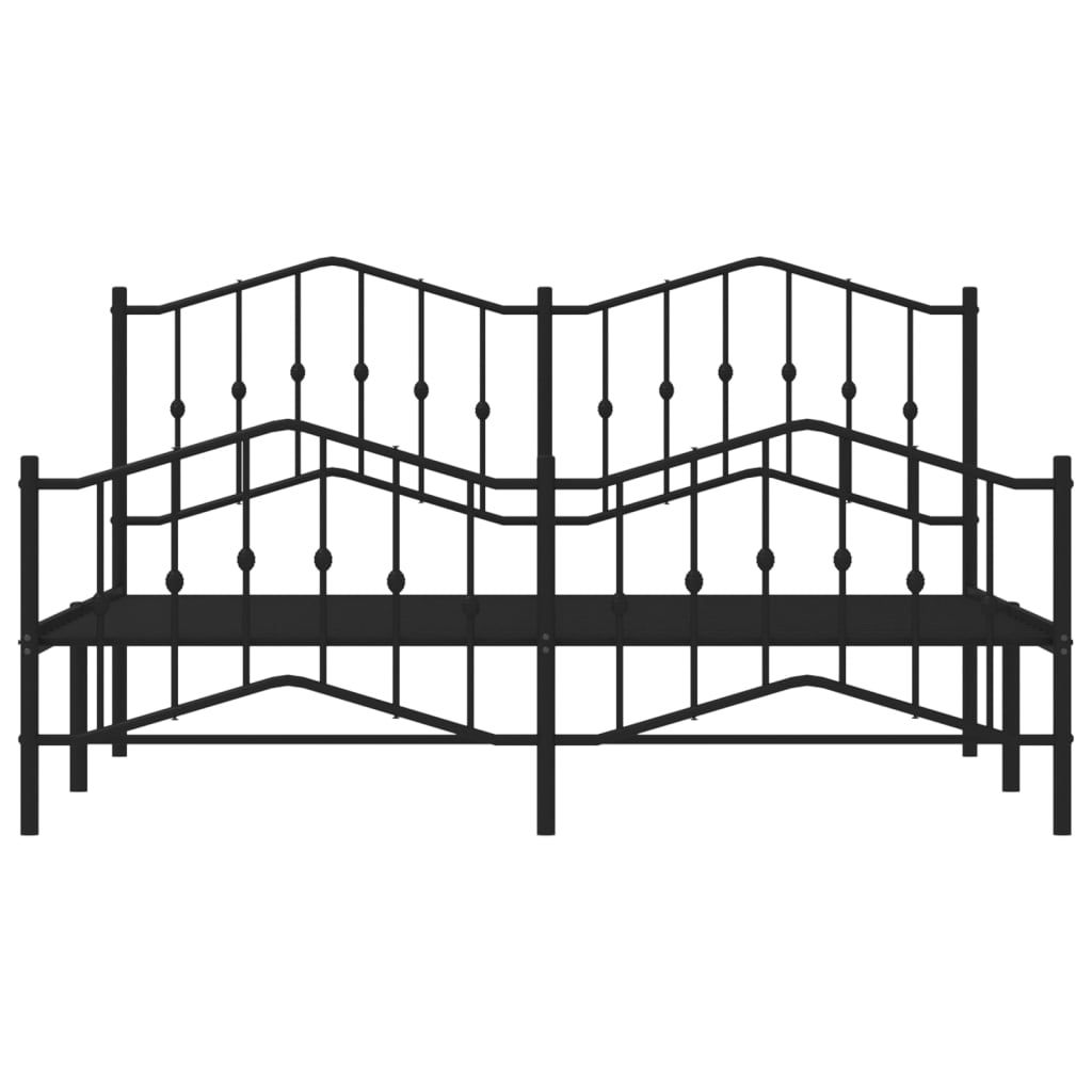 Sengeramme i metall med hode- og fotgavl svart 183x213 cm