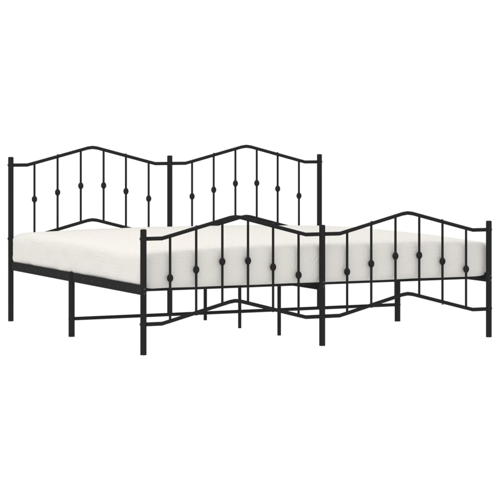 Sengeramme i metall med hode- og fotgavl svart 193x203 cm