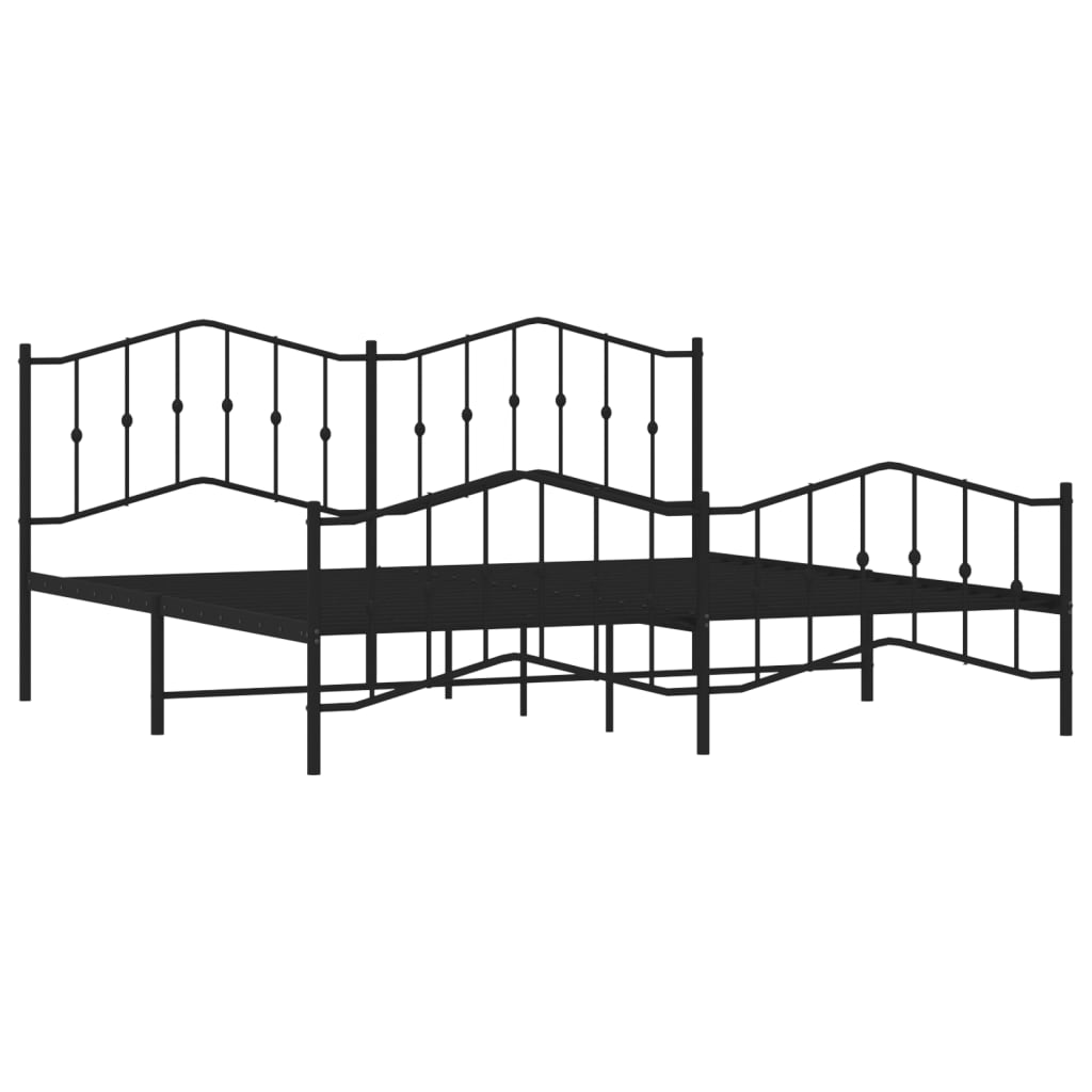 Sengeramme i metall med hode- og fotgavl svart 193x203 cm