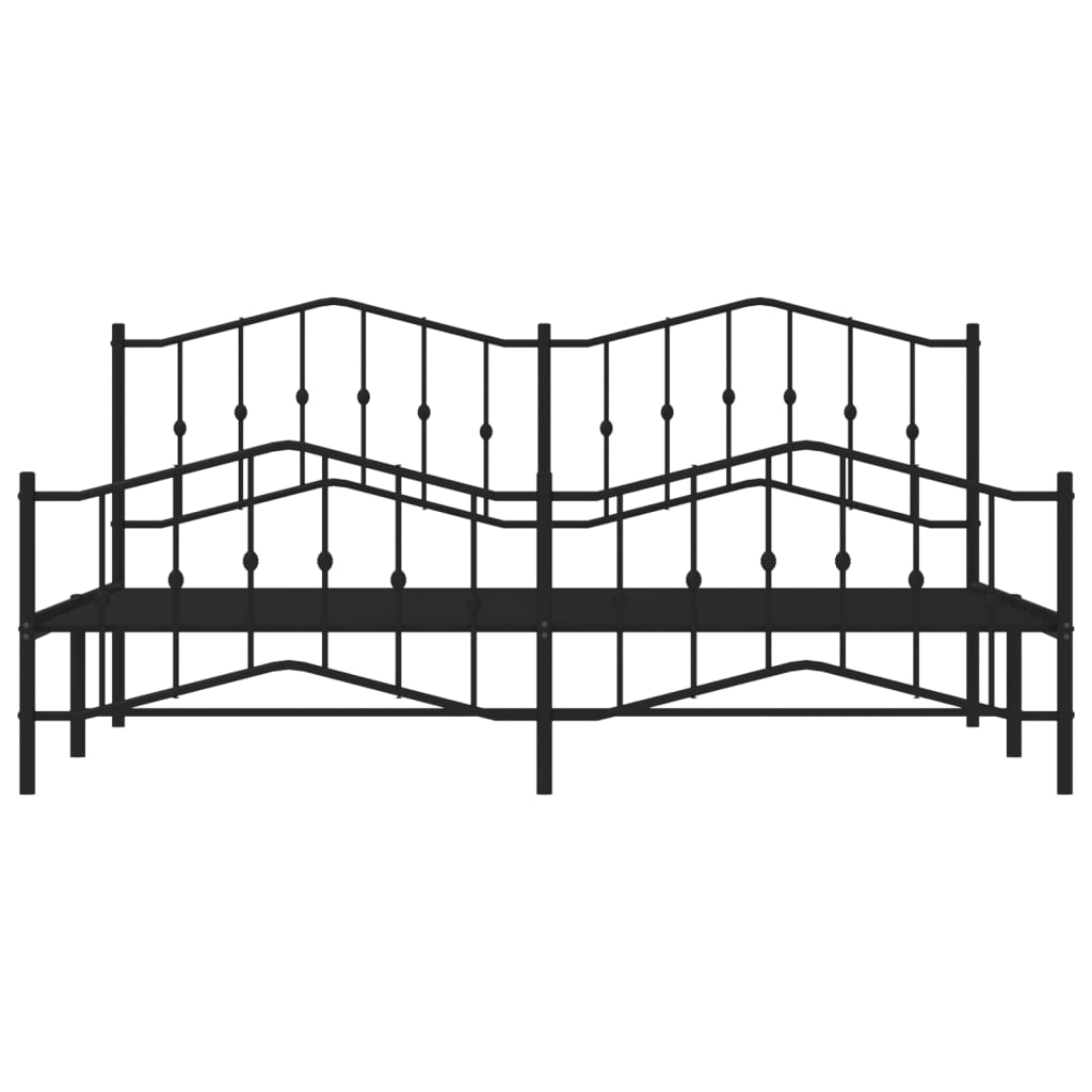 Sengeramme i metall med hode- og fotgavl svart 193x203 cm