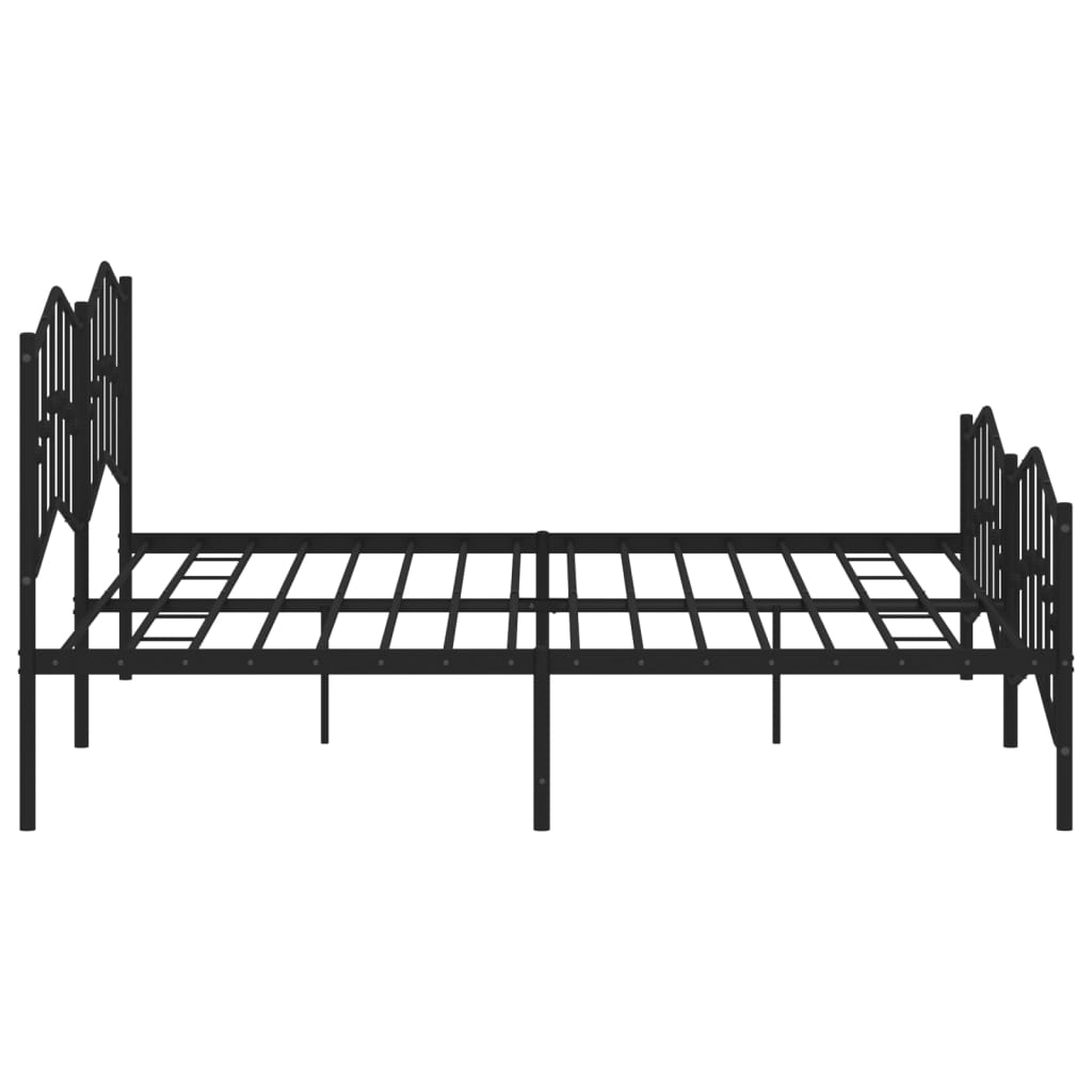 Sengeramme i metall med hode- og fotgavl svart 193x203 cm