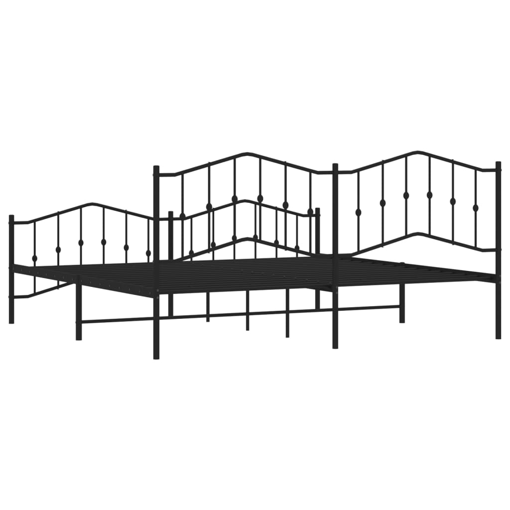 Sengeramme i metall med hode- og fotgavl svart 193x203 cm