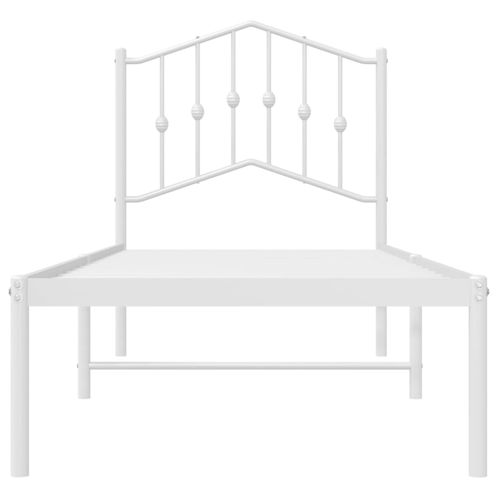 Sengeramme i metall med hodegavl hvit 90x190 cm