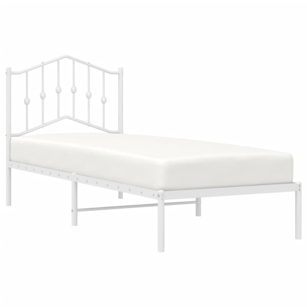 Sengeramme i metall med hodegavl hvit 90x200 cm