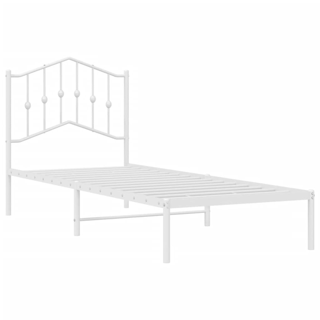 Sengeramme i metall med hodegavl hvit 90x200 cm