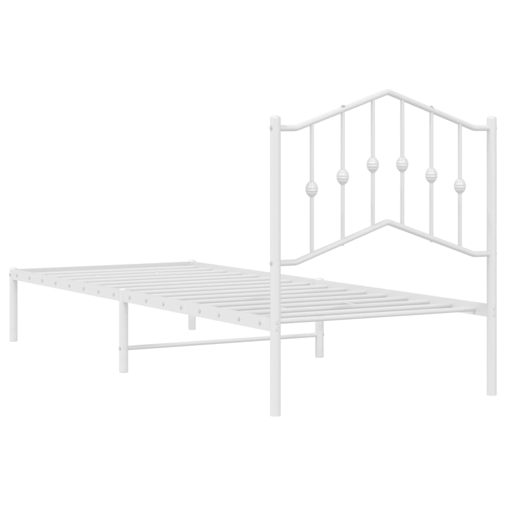 Sengeramme i metall med hodegavl hvit 90x200 cm