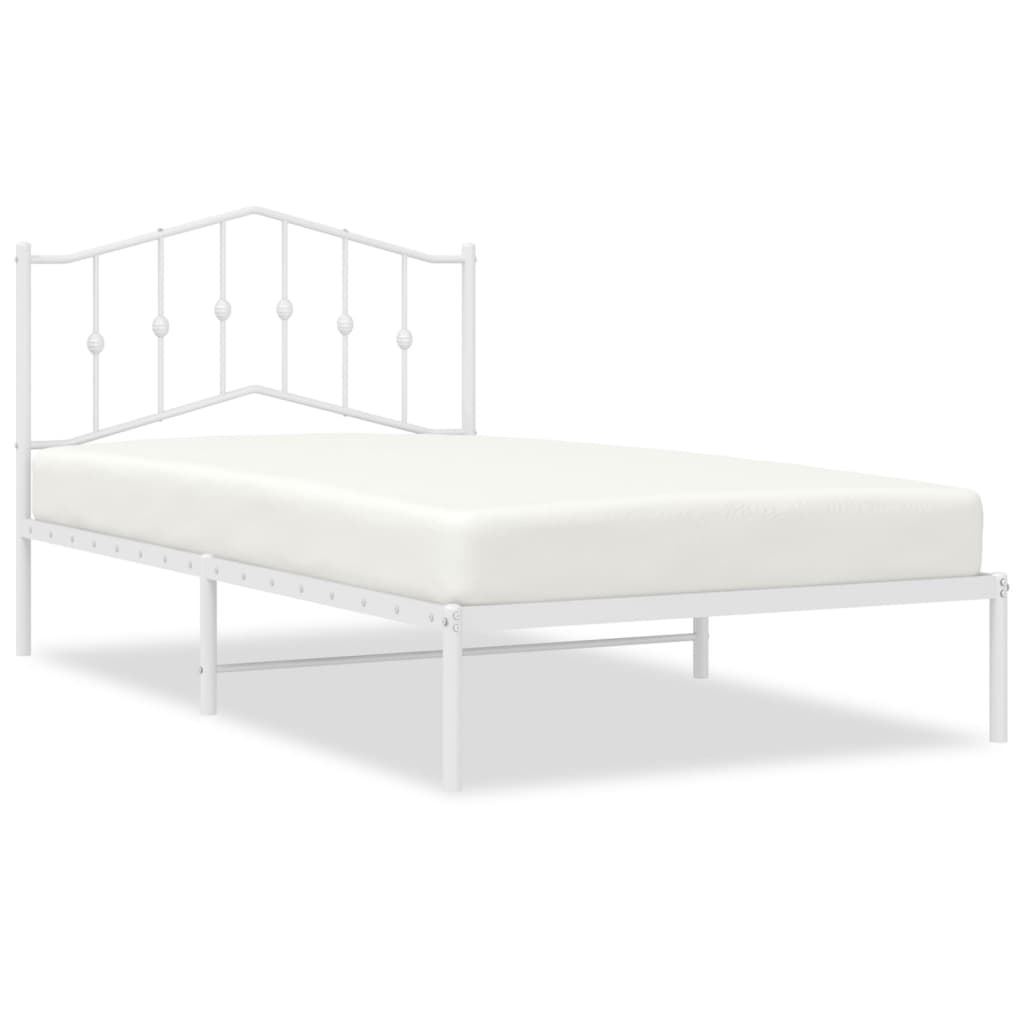 Sengeramme i metall med hodegavl hvit 107x203 cm