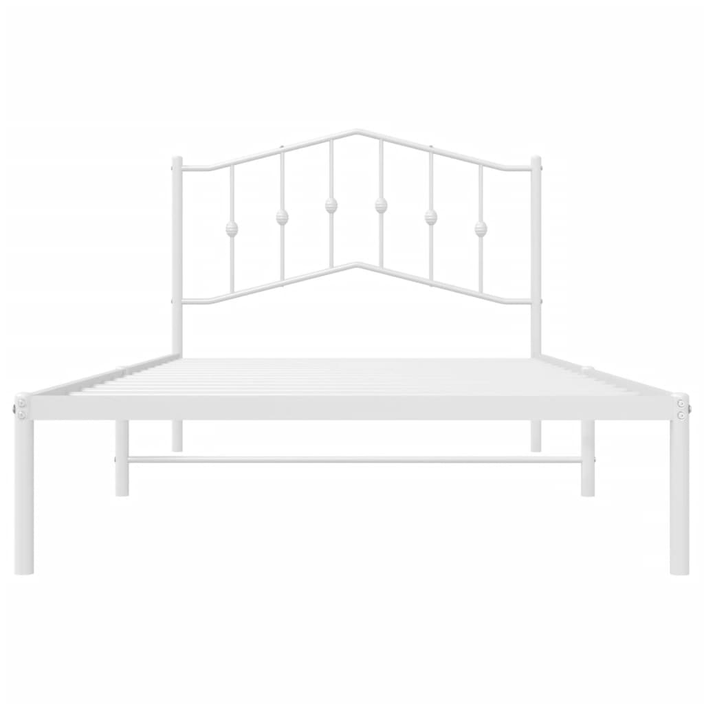 Sengeramme i metall med hodegavl hvit 107x203 cm