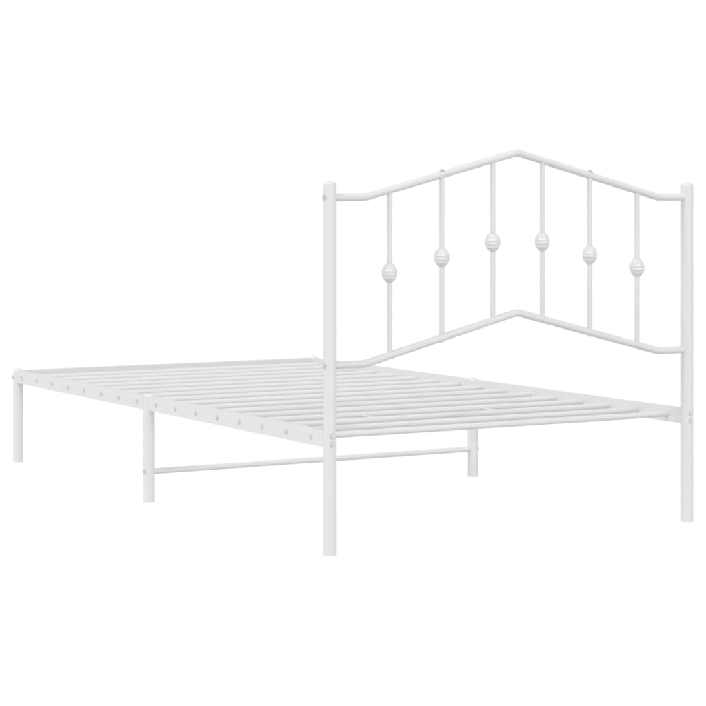Sengeramme i metall med hodegavl hvit 107x203 cm