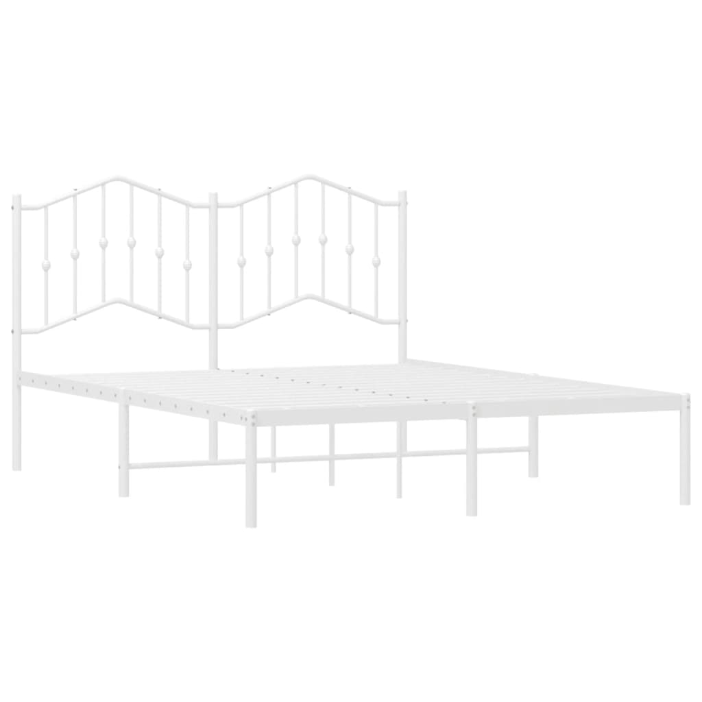 Sengeramme i metall med hodegavl hvit 140x200 cm