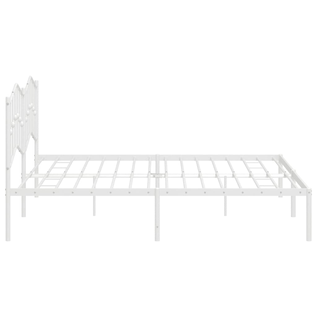 Sengeramme i metall med hodegavl hvit 193x203 cm