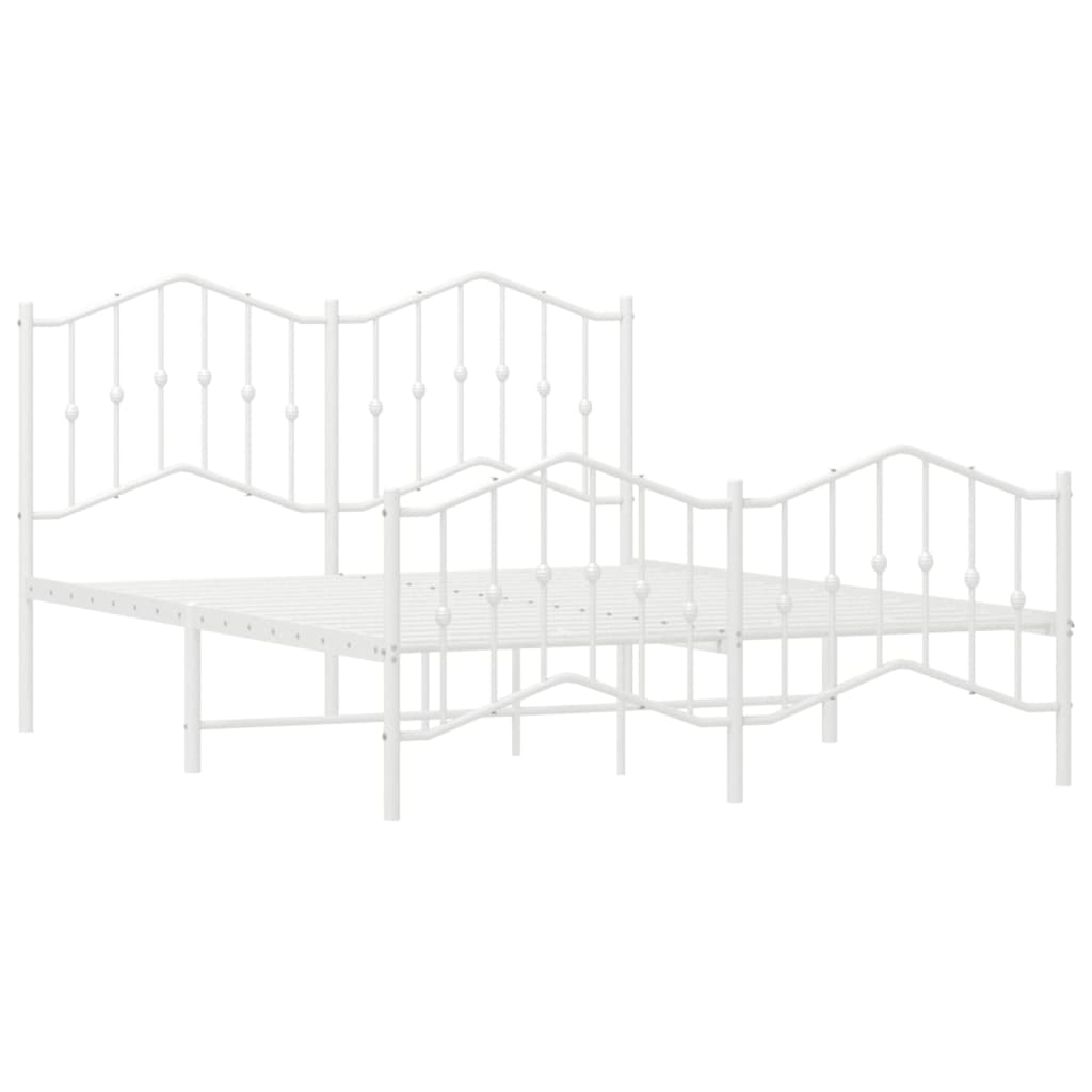 Sengeramme i metall med hode- og fotgavl hvit 140x190 cm