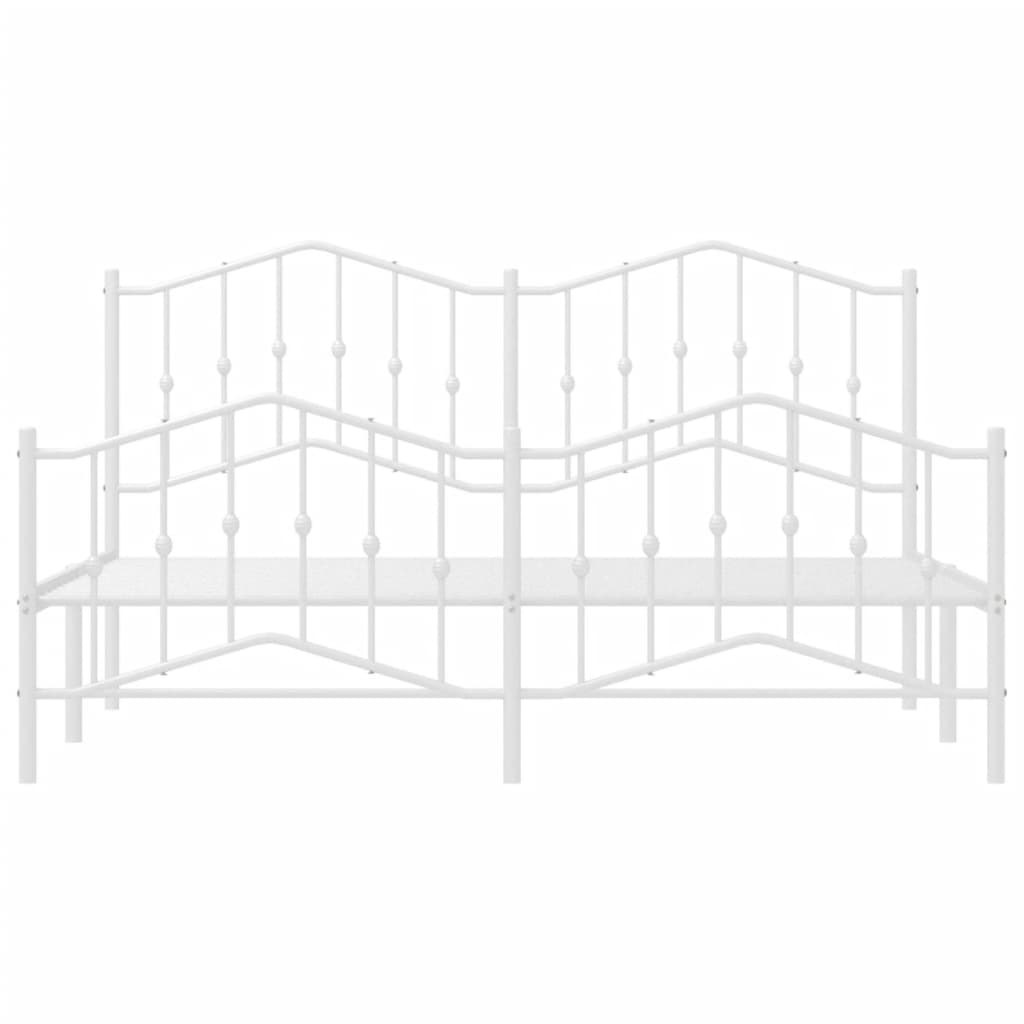 Sengeramme i metall med hode- og fotgavl hvit 183x213 cm