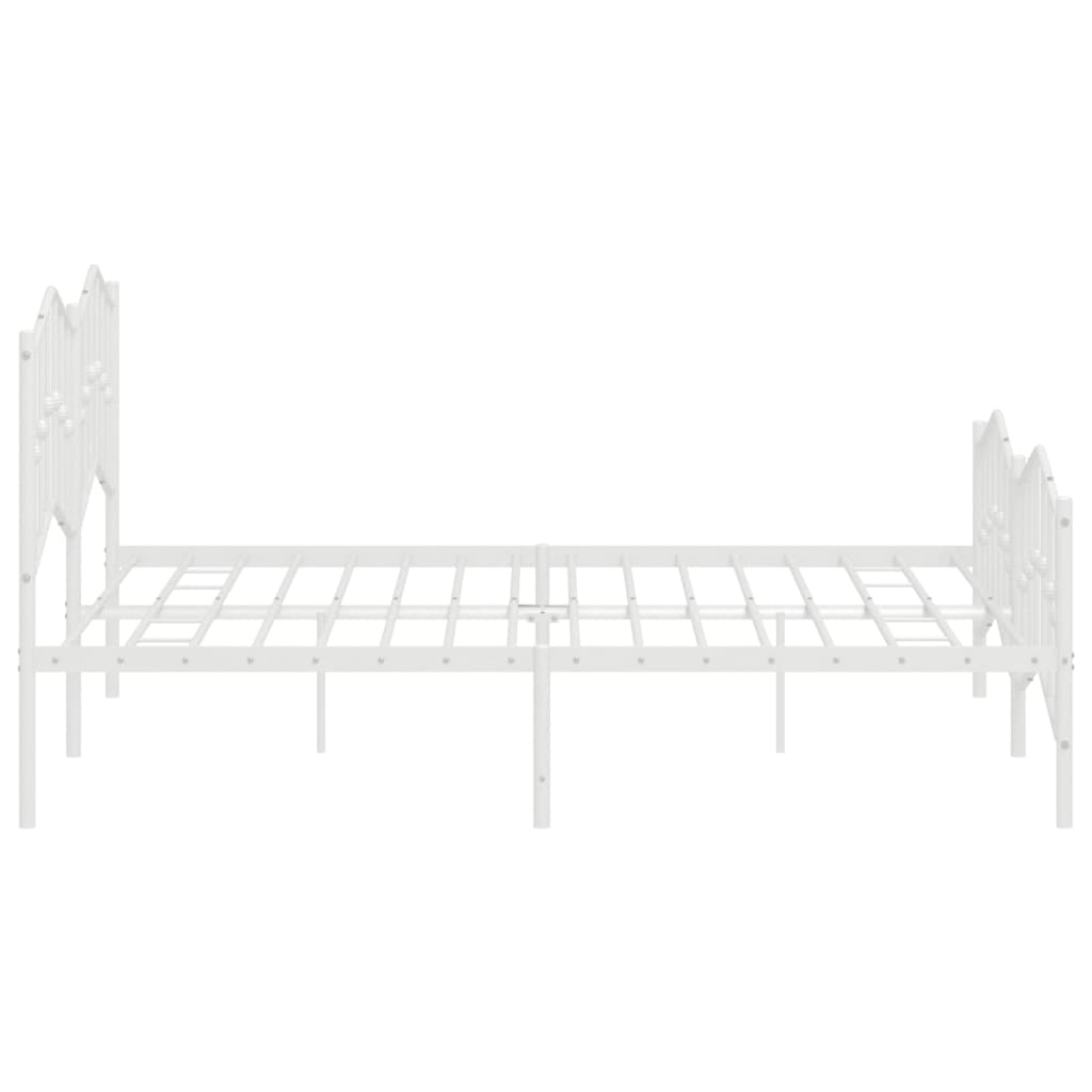 Sengeramme i metall med hode- og fotgavl hvit 183x213 cm