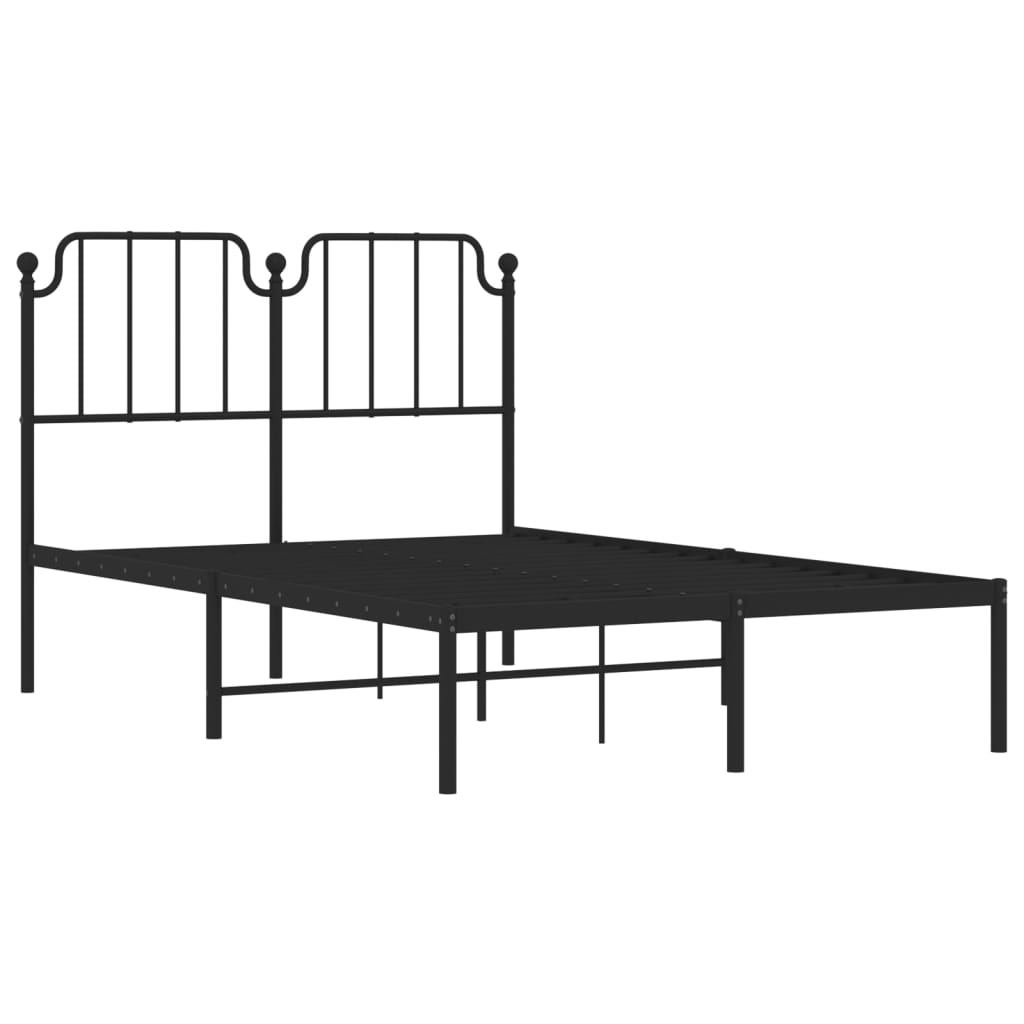 Sengeramme i metall med sengegavl svart 120x200 cm