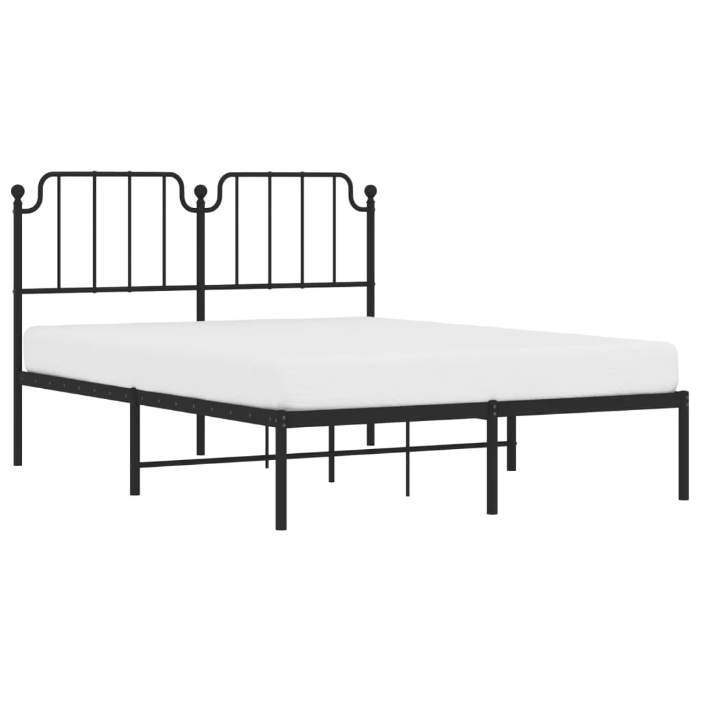 Sengeramme i metall med hodegavl svart 140x190 cm