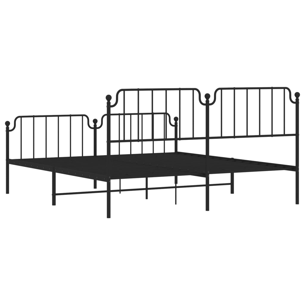 Sengeramme i metall med hode- og fotgavl svart 183x213 cm