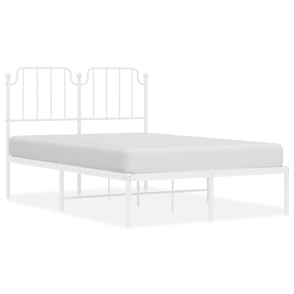 Sengeramme i metall med hodegavl hvit 120x190 cm