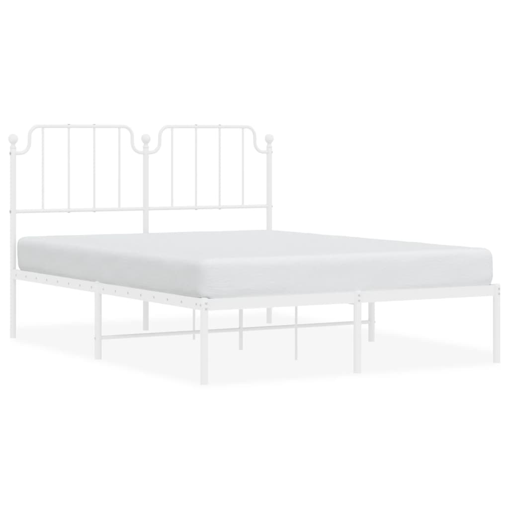 Sengeramme i metall med hodegavl hvit 135x190 cm