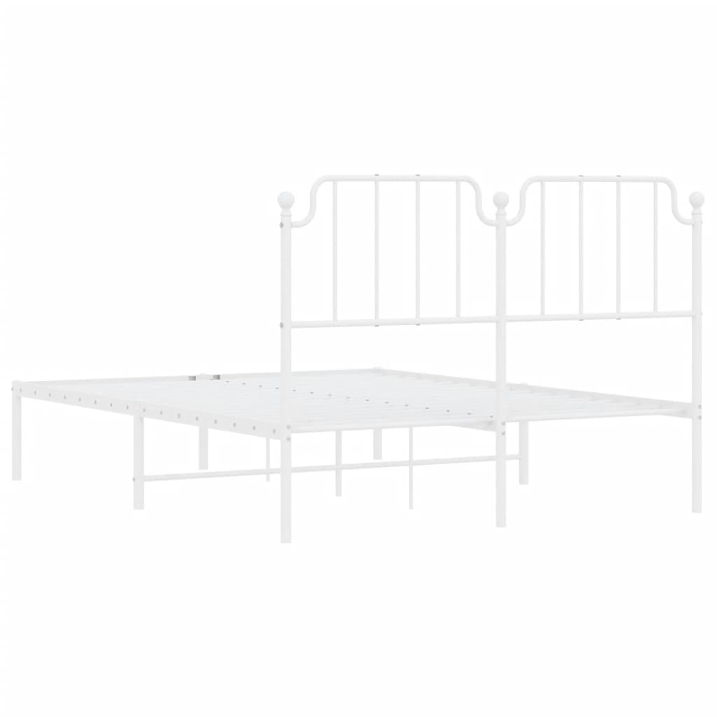 Sengeramme i metall med hodegavl hvit 135x190 cm