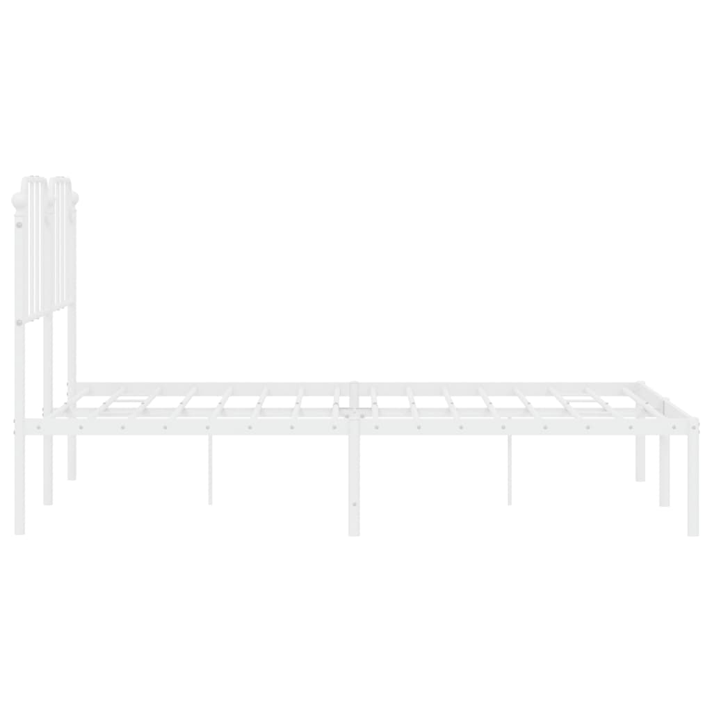 Sengeramme i metall med hodegavl hvit 140x190 cm