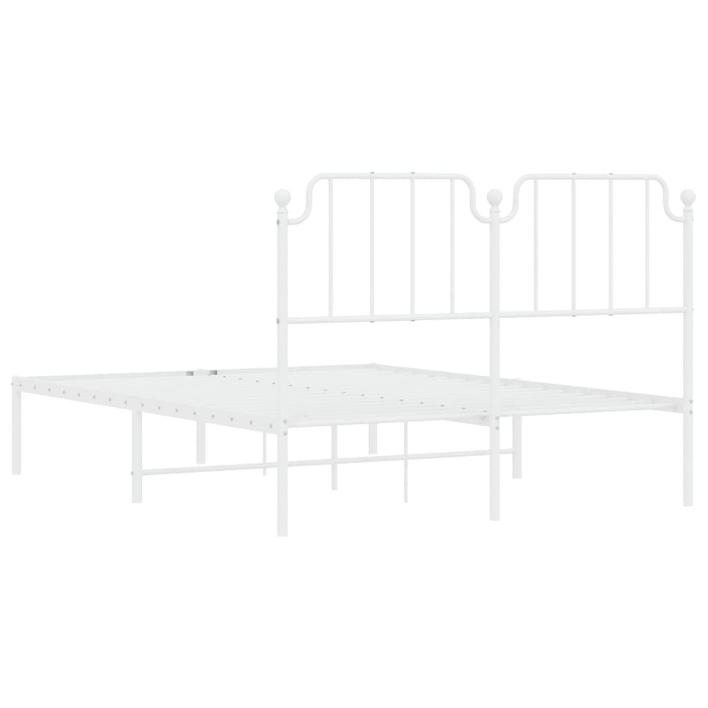 Sengeramme i metall med hodegavl hvit 140x190 cm