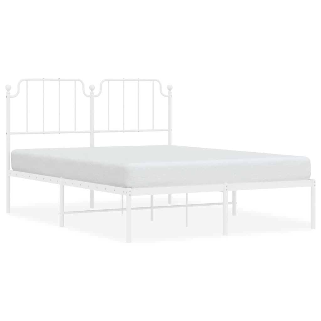 Sengeramme i metall med sengegavl hvit 150x200 cm