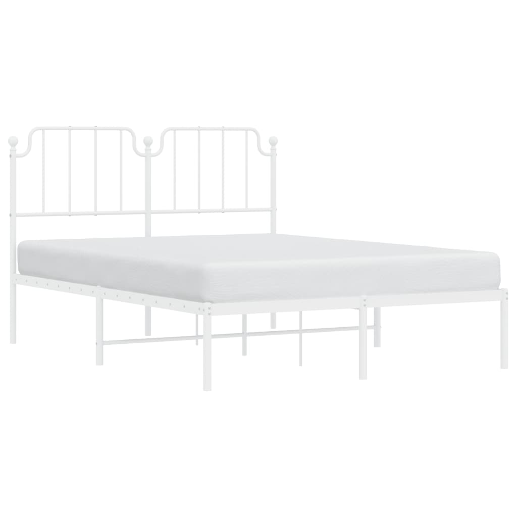 Sengeramme i metall med sengegavl hvit 150x200 cm