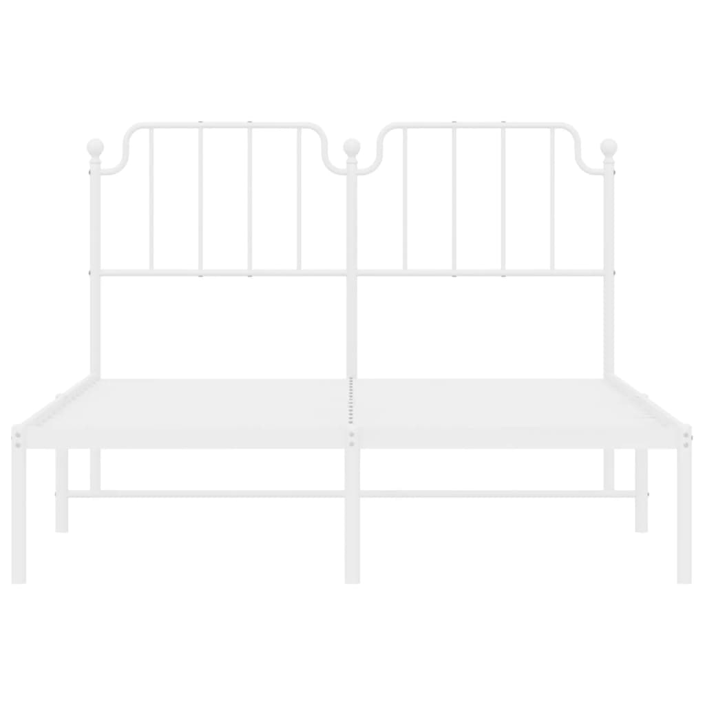 Sengeramme i metall med sengegavl hvit 150x200 cm
