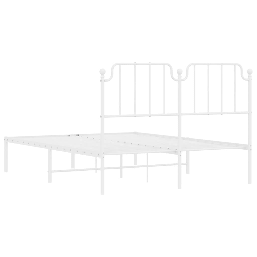 Sengeramme i metall med sengegavl hvit 150x200 cm