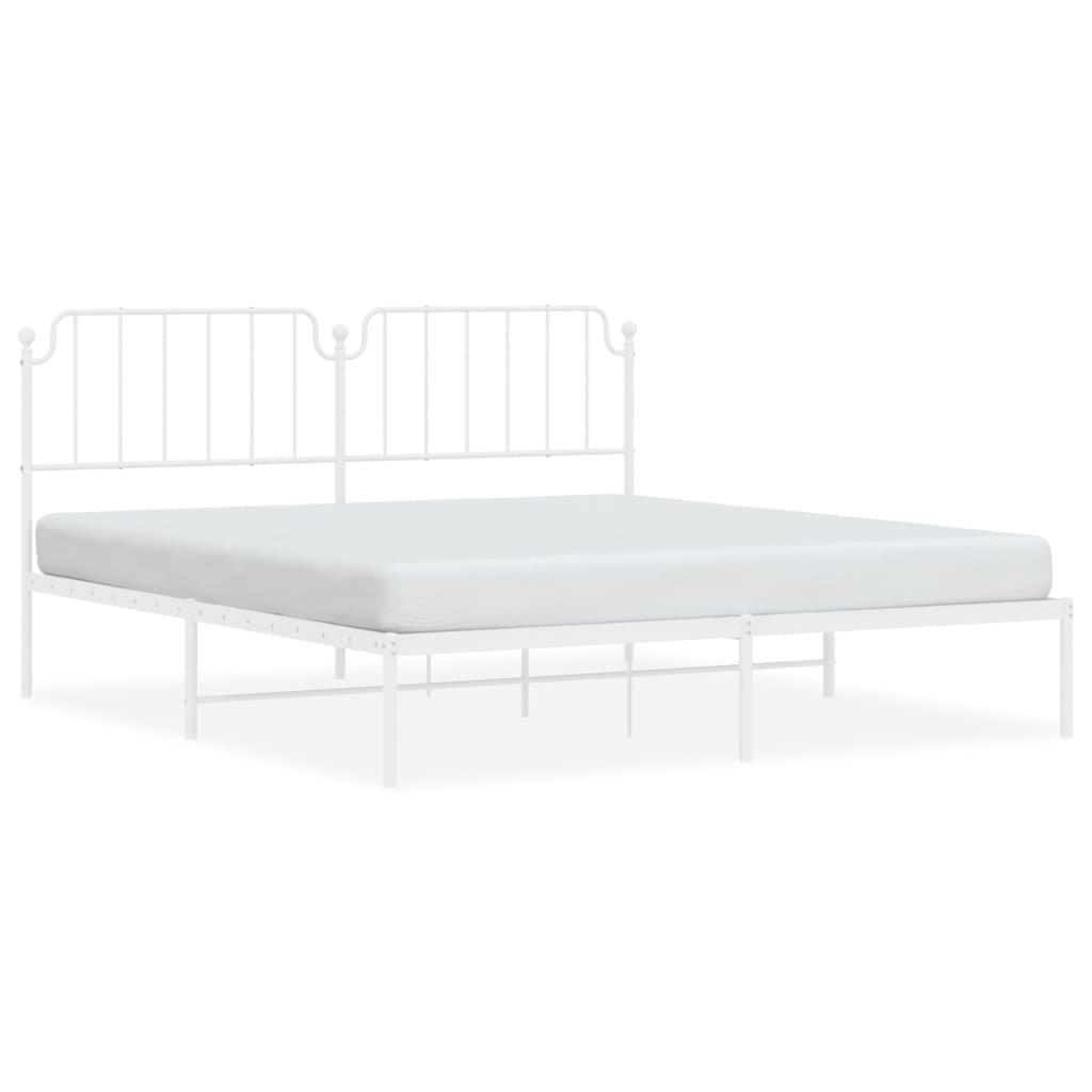Sengeramme i metall med sengegavl hvit 160x200 cm