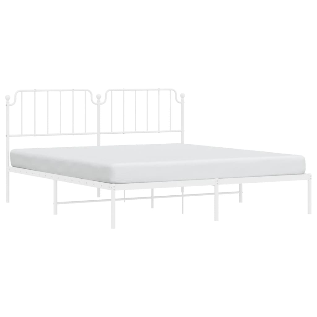 Sengeramme i metall med sengegavl hvit 160x200 cm