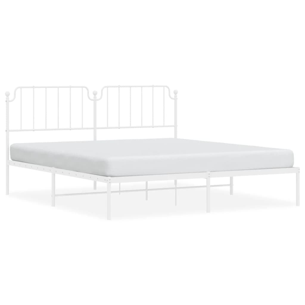Sengeramme i metall med sengegavl hvit 180x200 cm