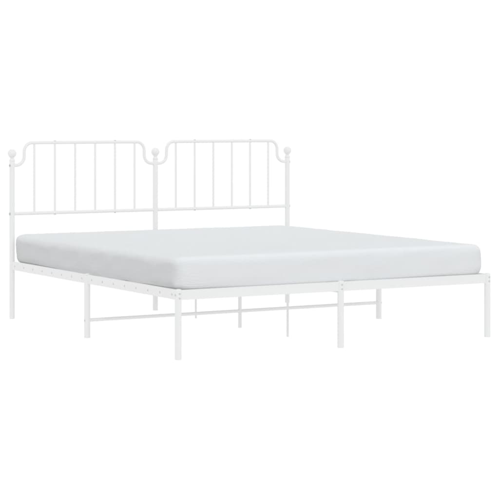 Sengeramme i metall med sengegavl hvit 180x200 cm